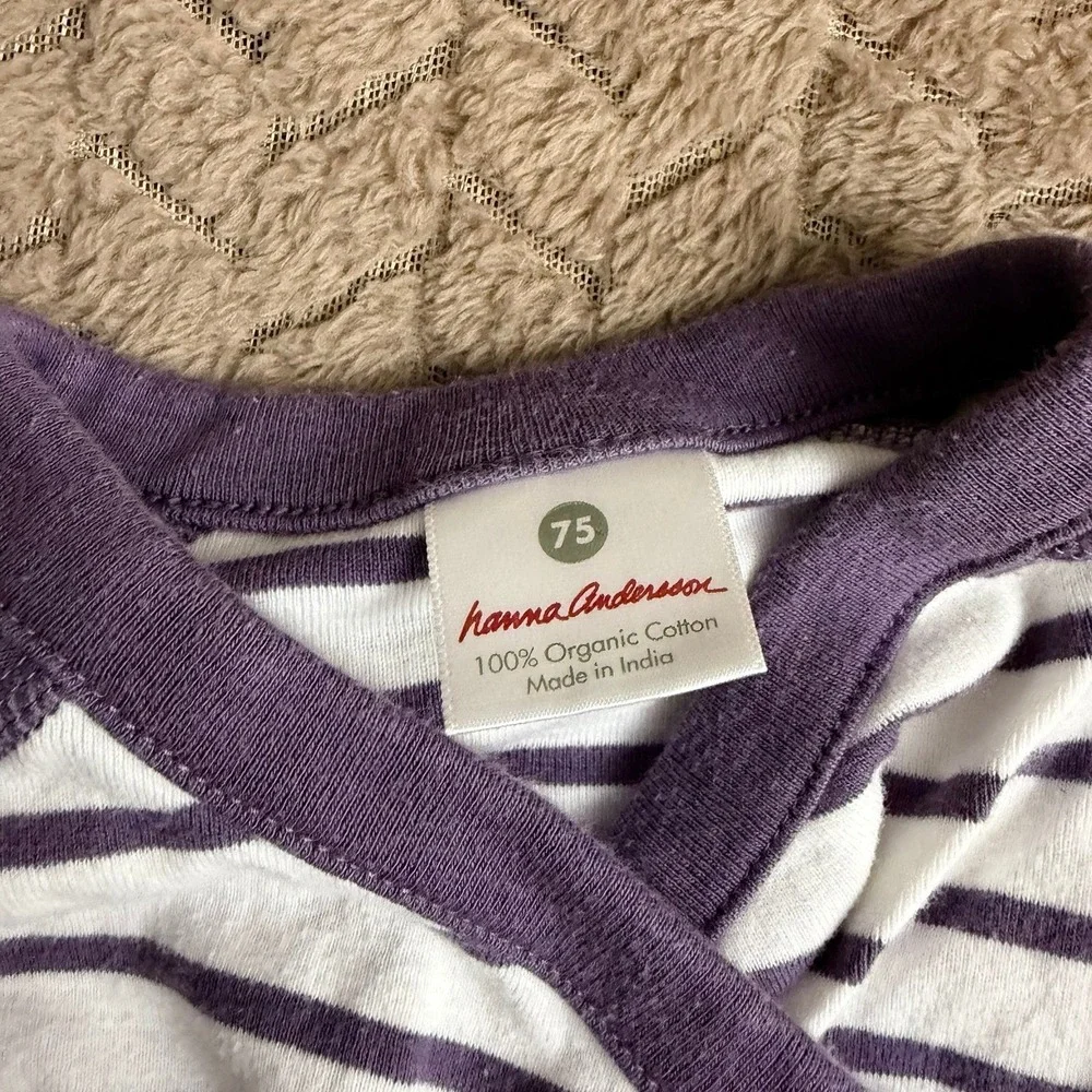 Hanna Andersson Kimono Bodysuit 75 Purple Striped Organic Cotton Long Sleeve